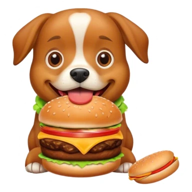 Dog eating a burger sticker