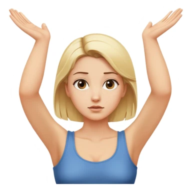 una mujer rubia con el cabello recogido con cara de pregunta, los brazos a los costados y las manos mirando hacia arriba sticker