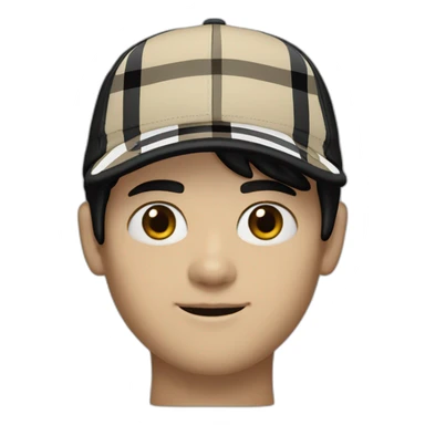 guy with white skin burberry cap and black mid-length hair sticker