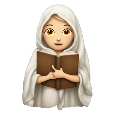 White girl with blanket and book sticker