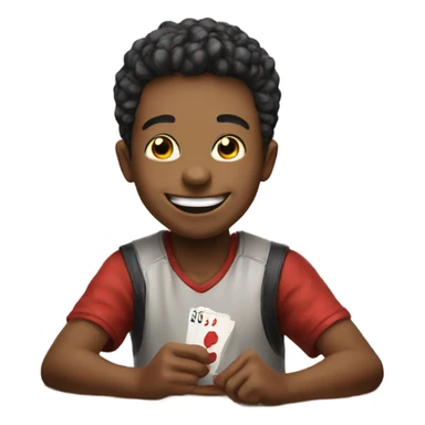 happy boy play poker sticker