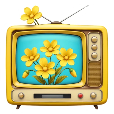 Yellow flowers on a vintage tv  sticker