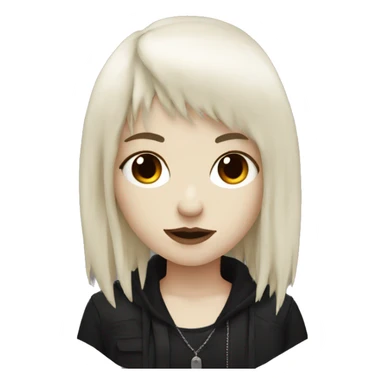 emo girl that has white skin and Long Dark red hair and fringe bangs and is wearing black sticker