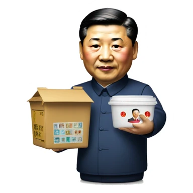 Xi Jinping holds a trade container in his hands sticker