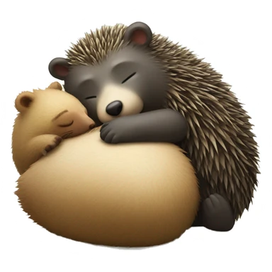 Sleeping bear and hedgehog sticker