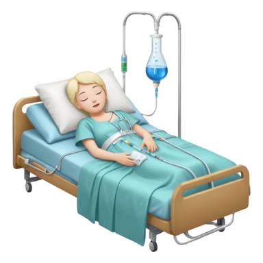 🛌 sleeping in bed emoji with a hospital IV drip behind the bed sticker