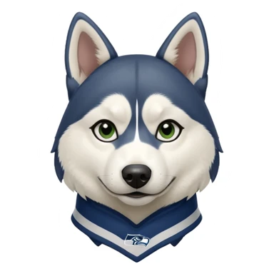 Black white husky with floppy ears Seattle Seahawks gear sticker