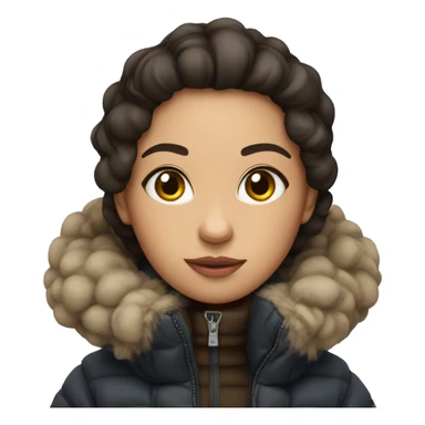 cute brunette in an oversized puffer coat sticker
