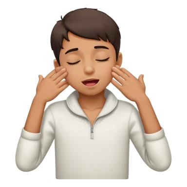 boy closing eyes with tongue out and hands around neck  sticker