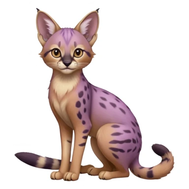 Realistic wild real life cute cool beautiful gorgeous floral pastel-lilac-violet-lavender caracal-serval-civet-genet-hybrid-animal-Fakémon-fursona photo IRL outside (full body) sticker