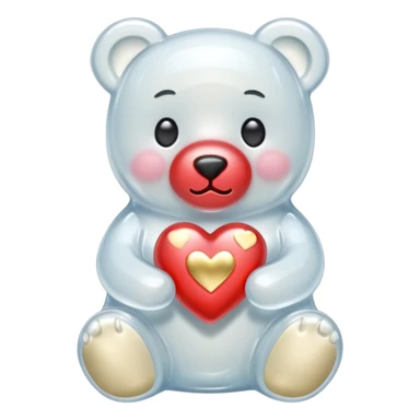 white gummy bear with gold heart sticker