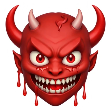 A evil looking devel dripping blood with fangs   sticker