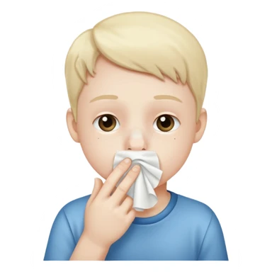 sick kid with tissue on nose sticker