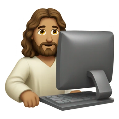 Jesus using the computer sticker