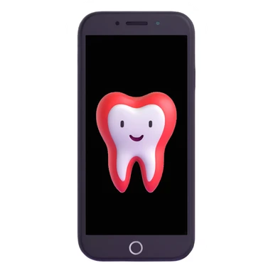 smartphone with a tooth-shaped logo on screen sticker