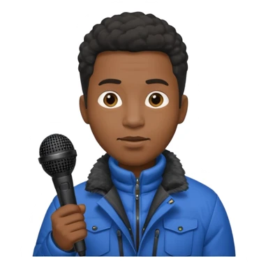 black man with winter clothes holding microphone sticker