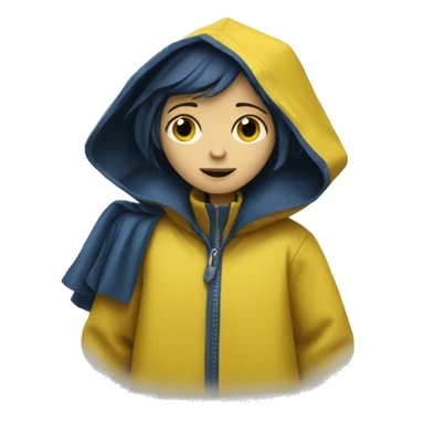 Coraline in yellow raincoat  sticker