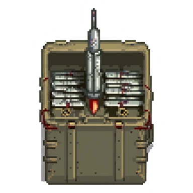 a military box filled with combat missiles sticker