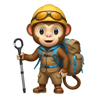 Monkey with hiking gear  sticker