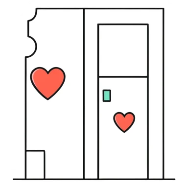 A narrow wall with hearts sticker