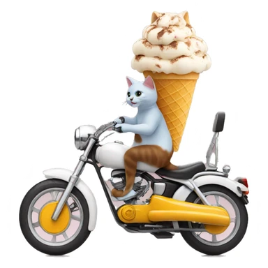 Cat on bike eating ice cream sticker