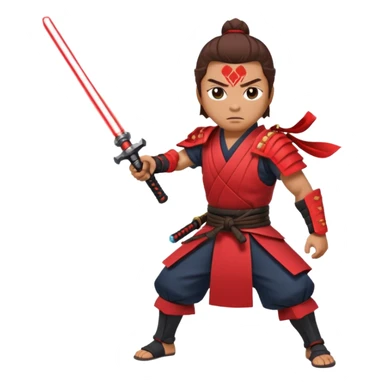 samurai with laser sword, red sticker