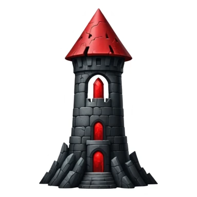 iOS sticker, dark fantasy tower, monochrome red, minimal sticker