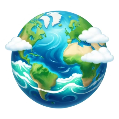 Cinematic Realistic Earth Emoji, depicted with vibrant blue oceans, swirling white clouds, and lush green continents rendered in exquisite detail, high shine, and a soft radiant glow that captures the dynamic, life-sustaining beauty of our home planet. sticker