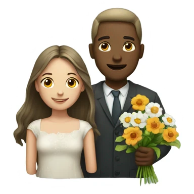 girl and man with flowers sticker