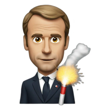president macron smoke a firecracker sticker