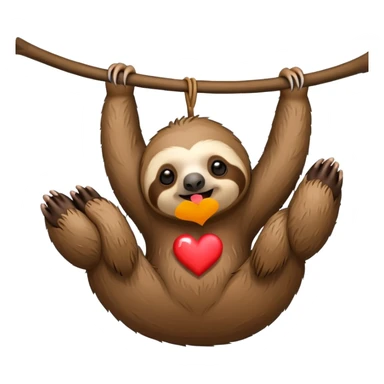 Hanging sloth with heart sticker