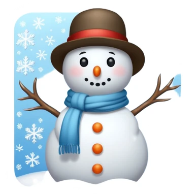Cute snowman full body with snow sticker