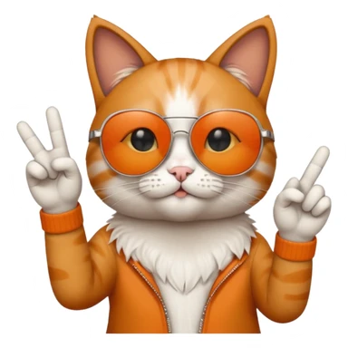 a cat wearing sunglasses a saying peace out on his head there would be written peace out and he will do the pose for peace out sticker