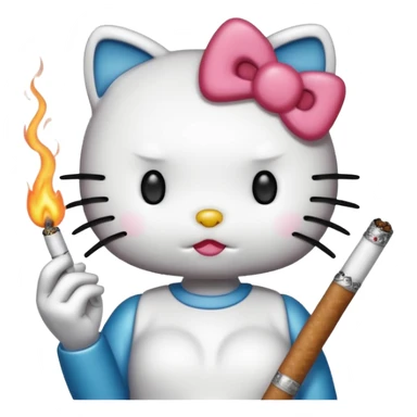 hello kitty with a blunt sticker