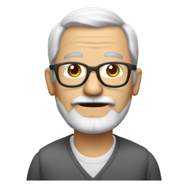 old man with gray hair, very receding hairline, gray mustache, glasses, loves coding sticker