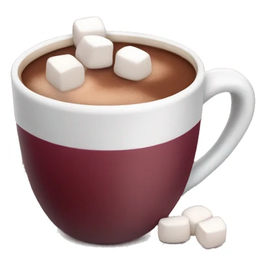 burgundy cup of hot cocoa with marshmallows  sticker