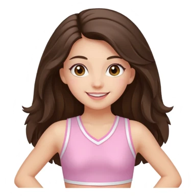 happy long haired brunette girl hazel eyes in light pink cheerleader outfit sticker