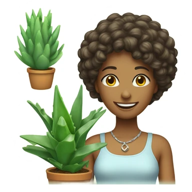 bella donna con pianta di aloe sticker