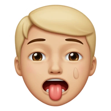 He bites his lips and cries.  sticker