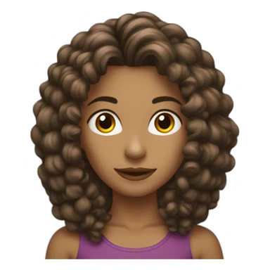 Rulos pelo largo mujer castaña sticker