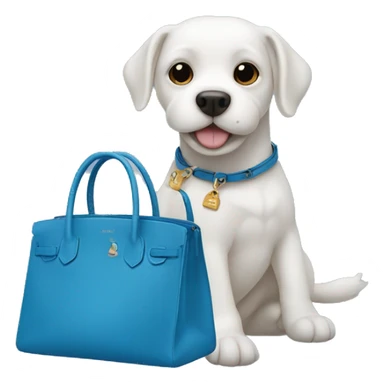 dog in blue hermes bag sticker