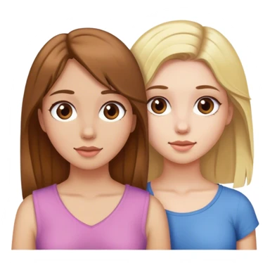 A girl with brown hair and her best friend with blonde hair sticker