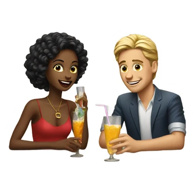 boys enjoying drinks at bar with pretty woman sticker