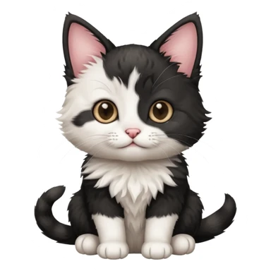 a sitting black and white and rad kitten sticker