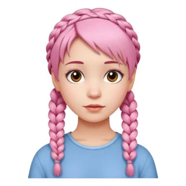 Young woman, short pink hair with braids on both sides, cute style sticker