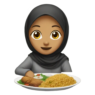 A muslim girl eating ramdan food sticker