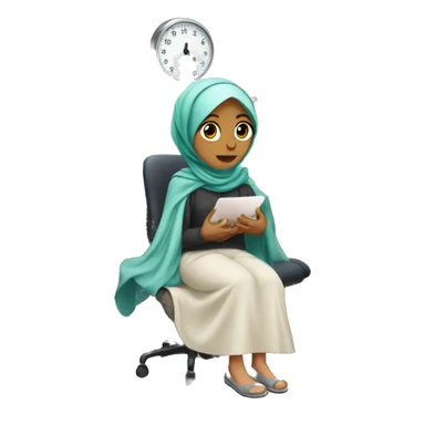 Hijabi girl sick with stomach cramps in doctors office  sticker
