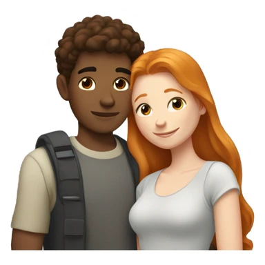 young brown Man and young ginger woman cuddle sticker