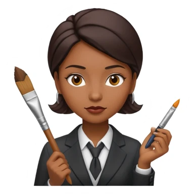 business woman painting sticker