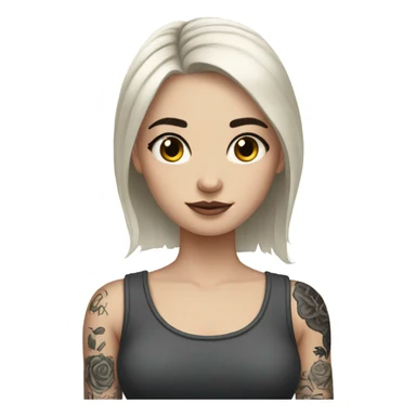 Pale girl with black hair arm tattoos sticker